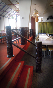 Tiki posts in the Luau Room (originally from the Montreal Kon-Tiki)